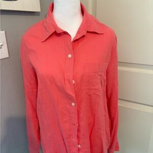 H&M Linen blend Coral Button Down Shirt